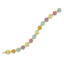 Gemstone and Diamond Flower Bracelet