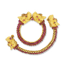 Set of 22k Gold and Ruby Dragon Bracelets