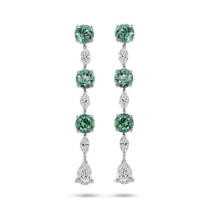 Green Tourmaline & Diamond Drop Earrings - Best & Co.