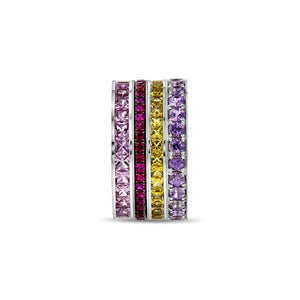 Stacked Ring with Pink, Purple, Yellow & Red Sapphires