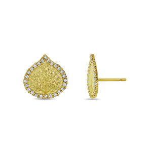 Gold and Diamond Aspen Leaf Earrings (large)