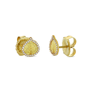 Gold and Diamond Aspen Leaf Earrings (small)