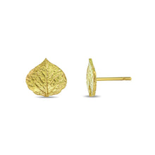 18k YG Aspen Leaf Earrings