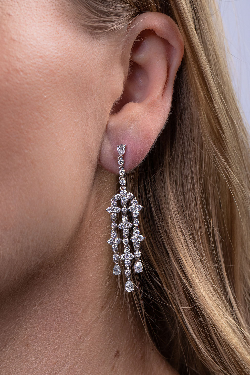 14k White Gold 1 12ct TW Diamond Chandelier Earrings HI SI1SI2   DiamondStudscom