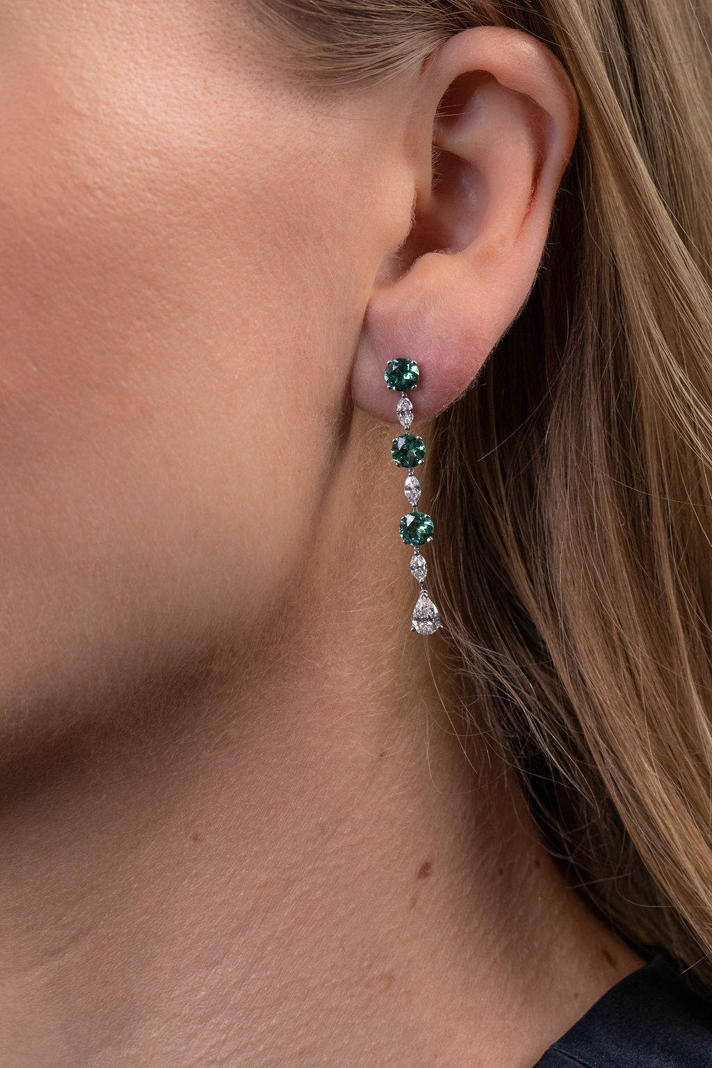 2021 Trend 925 Sterling Silver Paraiba Tourmaline Emerald Gemstone Big Drop  Earrings for Women Cocktail Party Fine Jewelry Giift