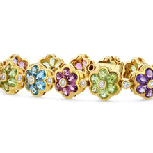 Gemstone and Diamond Flower Bracelet