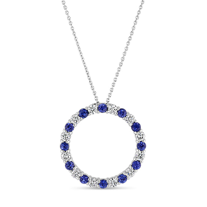 Diamond and Sapphire Circle Pendant - Best & Co.