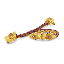 Set of 22k Gold and Ruby Dragon Bracelets