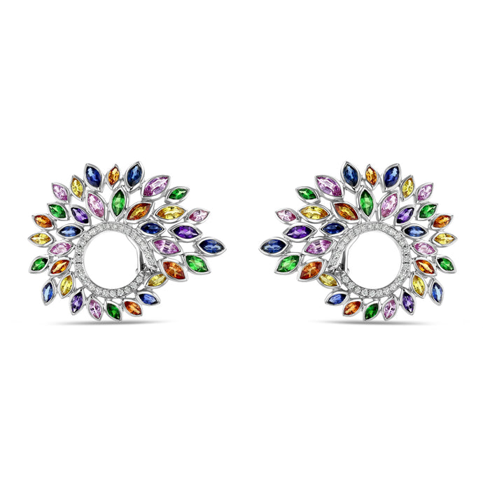 Multicolor Sapphire and Diamond Earrings