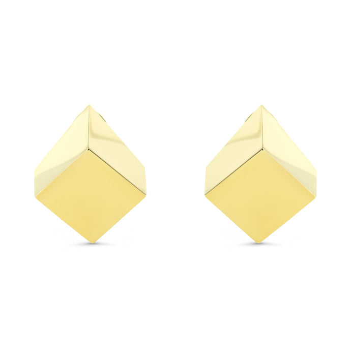 18k Yellow Gold Cube Earrings