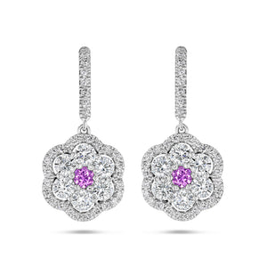 Pink Sapphire and Diamond Camellia Earrings - Best & Co.