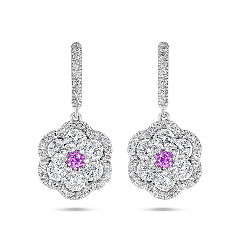 Pink Sapphire and Diamond Camellia Earrings - Best & Co.