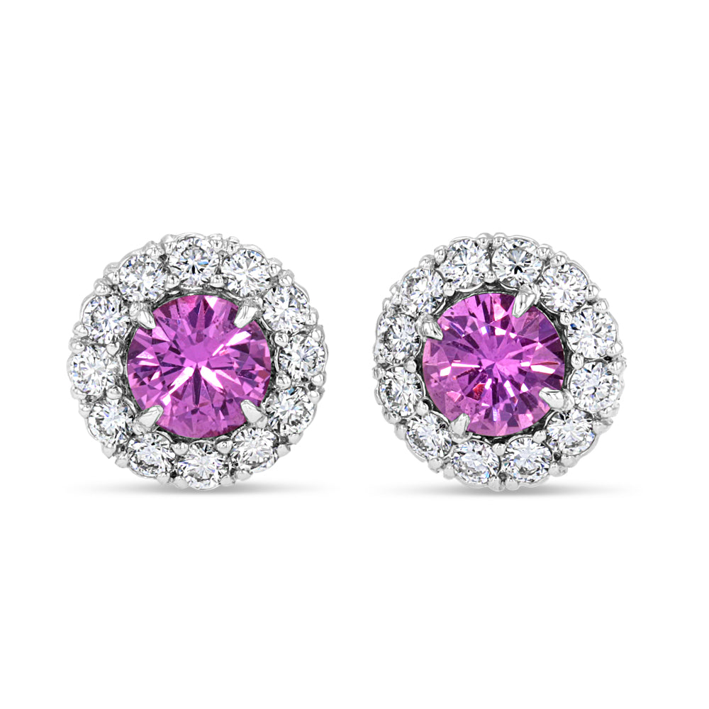Pink Sapphire Halo Studs - Best & Co.