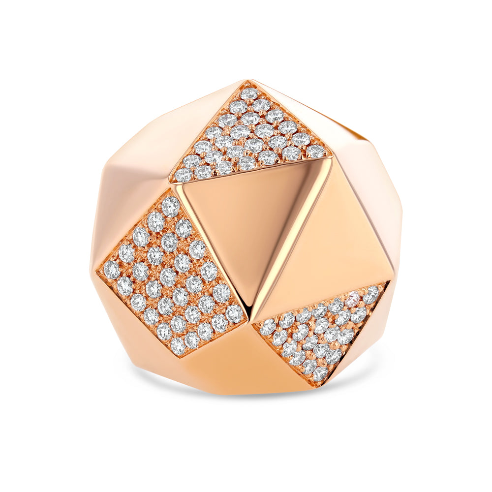 Geometric Diamond and 18k Rose Gold Ring