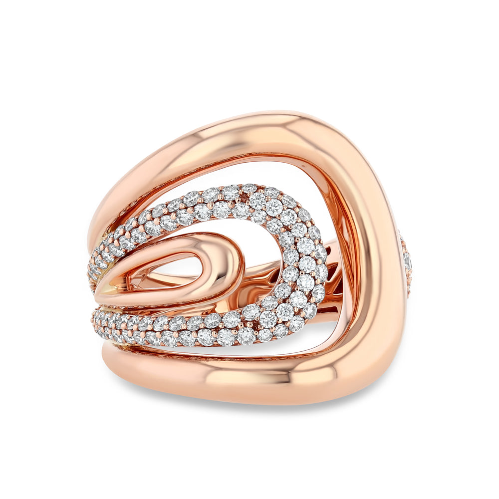 Asymmetrical Rose Gold and Diamond Ring