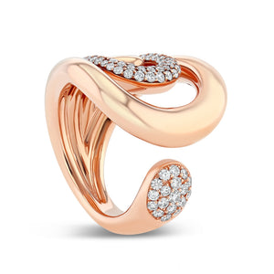 Asymmetrical Rose Gold and Diamond Ring
