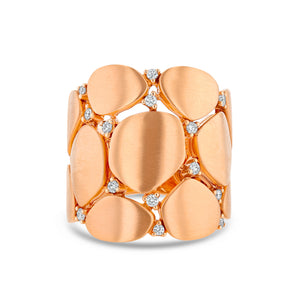 18k Rose Gold Pebble and Diamond Ring