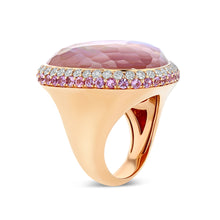 Quartz Ring with Diamond and Pink Sapphire Halo