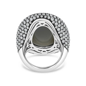 Grey Moonstone and Diamond Ring