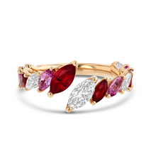 Ruby, Pink Sapphire, and Diamond Split Ring