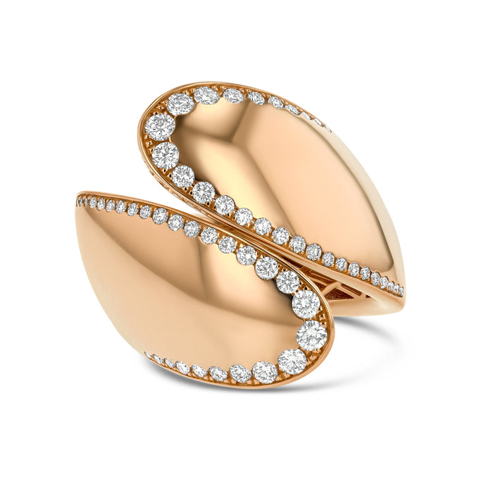 18K Rose Gold and Diamond Bypass Ring