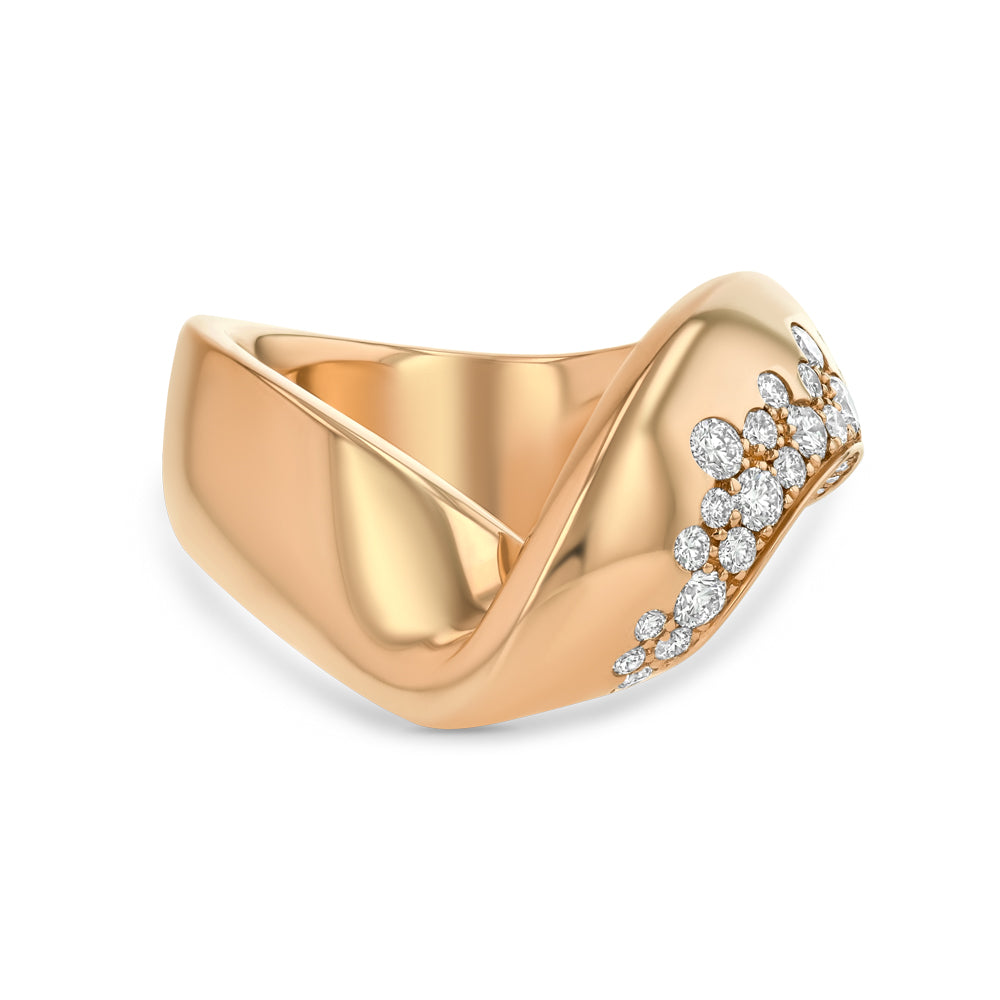 Rose Gold V Shaped Ring with Diamonds