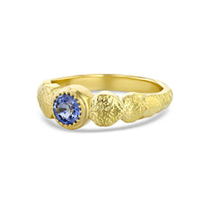 Blue Sapphire Aspen Leaf Stackable Ring