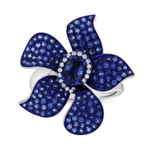 Blue Sapphire Flower Ring - Best & Co.