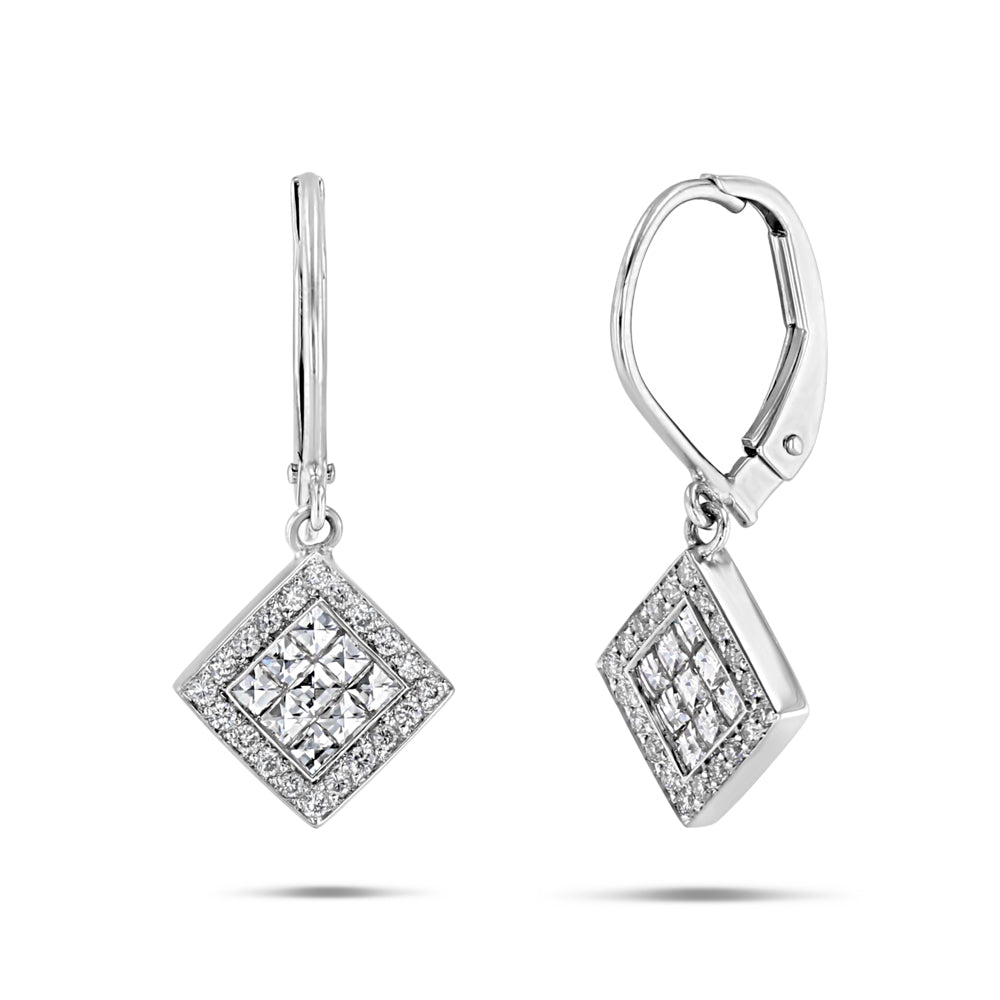 Square Diamond Drop Earrings - Best & Co.